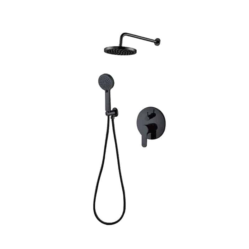 R-6154 Matte Black Shower System Bathroom Luxury Rain Mixer