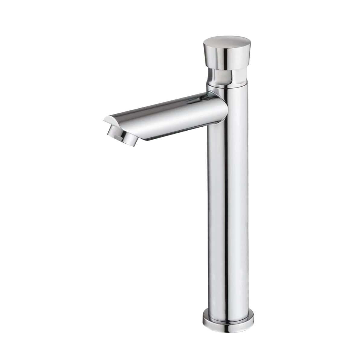 Washbasin tap with single round handle and delayed action for push-button bathrooms FA-101 Washbasin tap with single round handle and delayed action for push-button bathrooms FA-101
