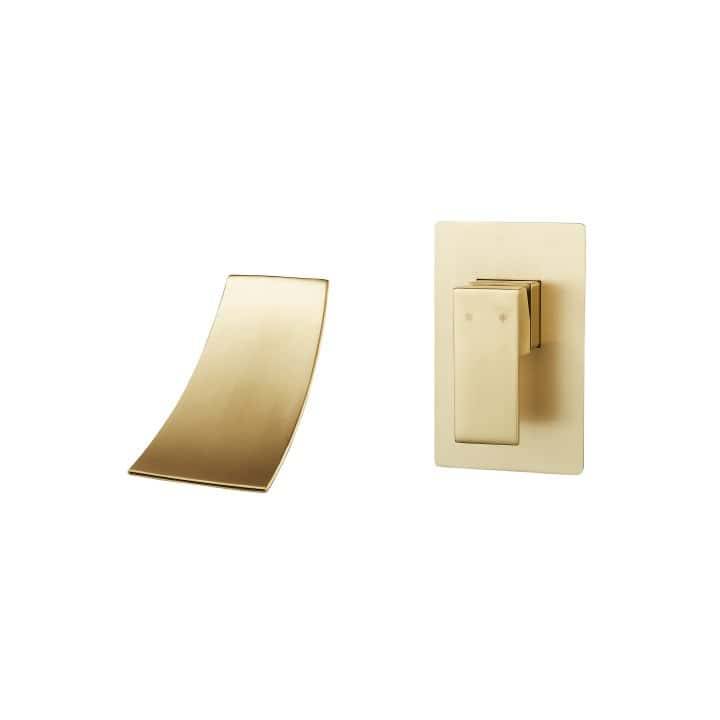 Brushed Gold Bathroom Sink Taps 2 Hole Wall Mounted Waterfall RE-6095-BG Brushed Gold Bathroom Sink Taps 2 Hole Wall Mounted Waterfall RE-6095-BG