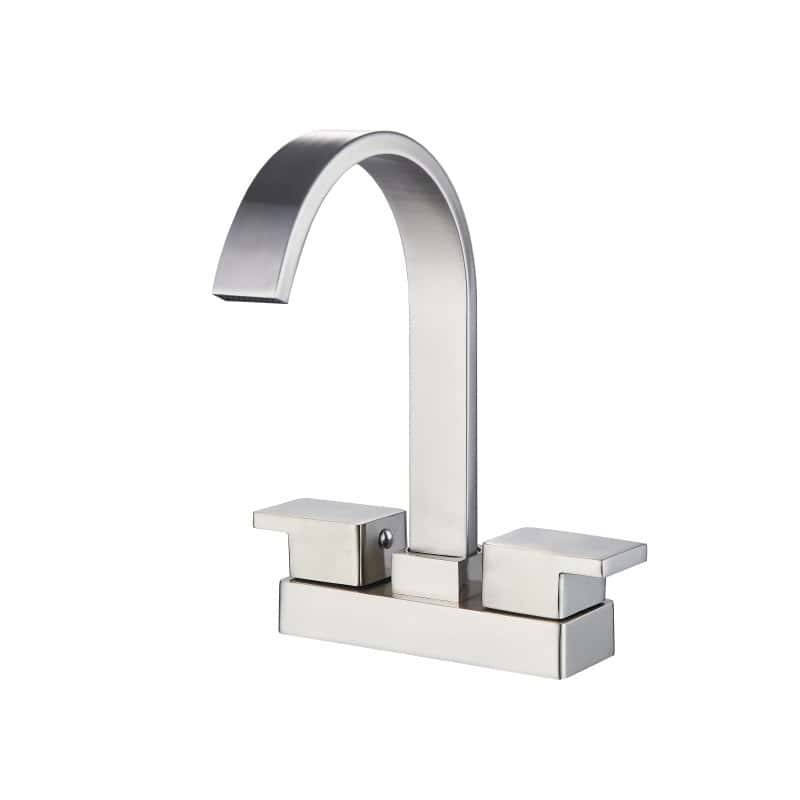 MBH-403998-N Grifería mezclador para lavamanos de 4 pulgadas con llave para lavabo corona 4 pulgadas en níquel cepillado y mezcladora baño 4 pulgadas doble manija