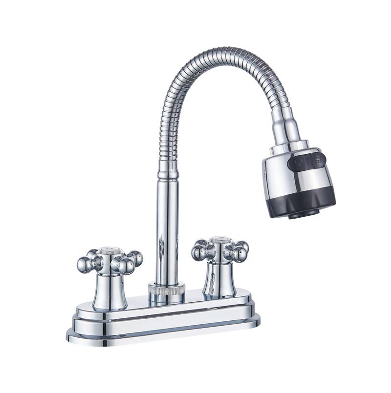 MBA-470101 2 manijas con mezcladora para baño 4 pulgadas metal y llave para lavabo corona 4 pulgadas cromado