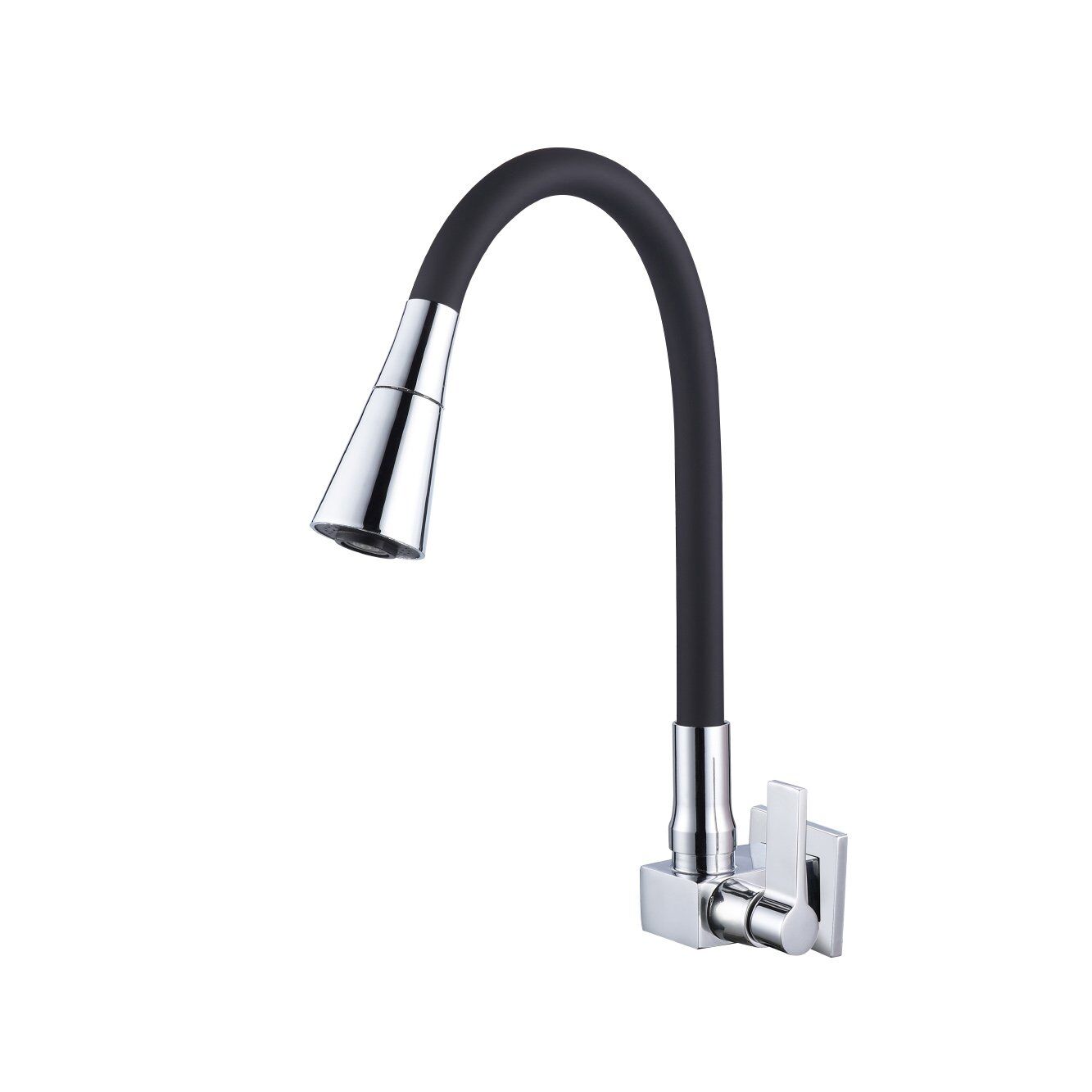 Torneira Cozinha de Parede Bica Flexível Preto Arejador Dupla Função W-7022 black Torneira Cozinha de Parede Bica Flexível Preto Arejador Dupla Função W-7022-black