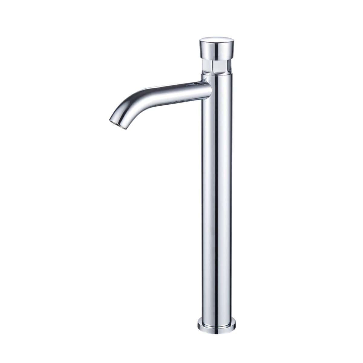 Torneira para lavatório com alça redonda simples e ação retardada para banheiro com botão de pressão FA-102 Torneira para lavatório com alça redonda simples e ação retardada para banheiro com botão de pressão
