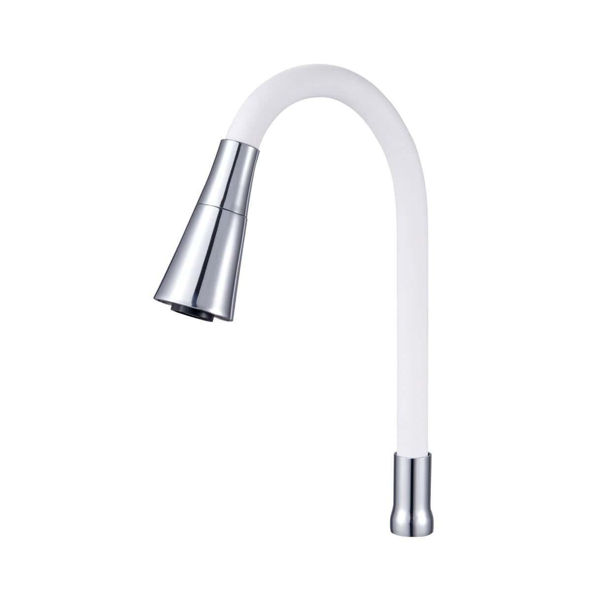 Tubo Flexível Silicone Preto com Torneira e Arejador Duplo Z-002-White Flexible Silicone Tube Black Faucet Z-002-White