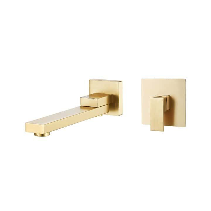 Wall Mount Brushed Gold Single Lever Handle Bathroom Basin Tap Solid Brass RB-7095-BG Wall Mount Brushed Gold Single Lever Handle Bathroom Basin Tap Solid Brass RB-7095-BG