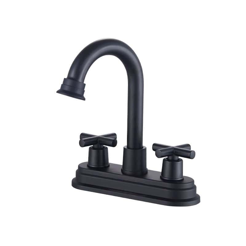 Mezcladora baño 4 pulgadas doble manija con grifería negra mate para baño y grifo lavabo 3 orificios 4 pulgadas MBA-410256-B Mezcladora baño 4 pulgadas doble manija con grifería negra mate para baño y grifo lavabo 3 orificios 4 pulgadas MBA-410256-B